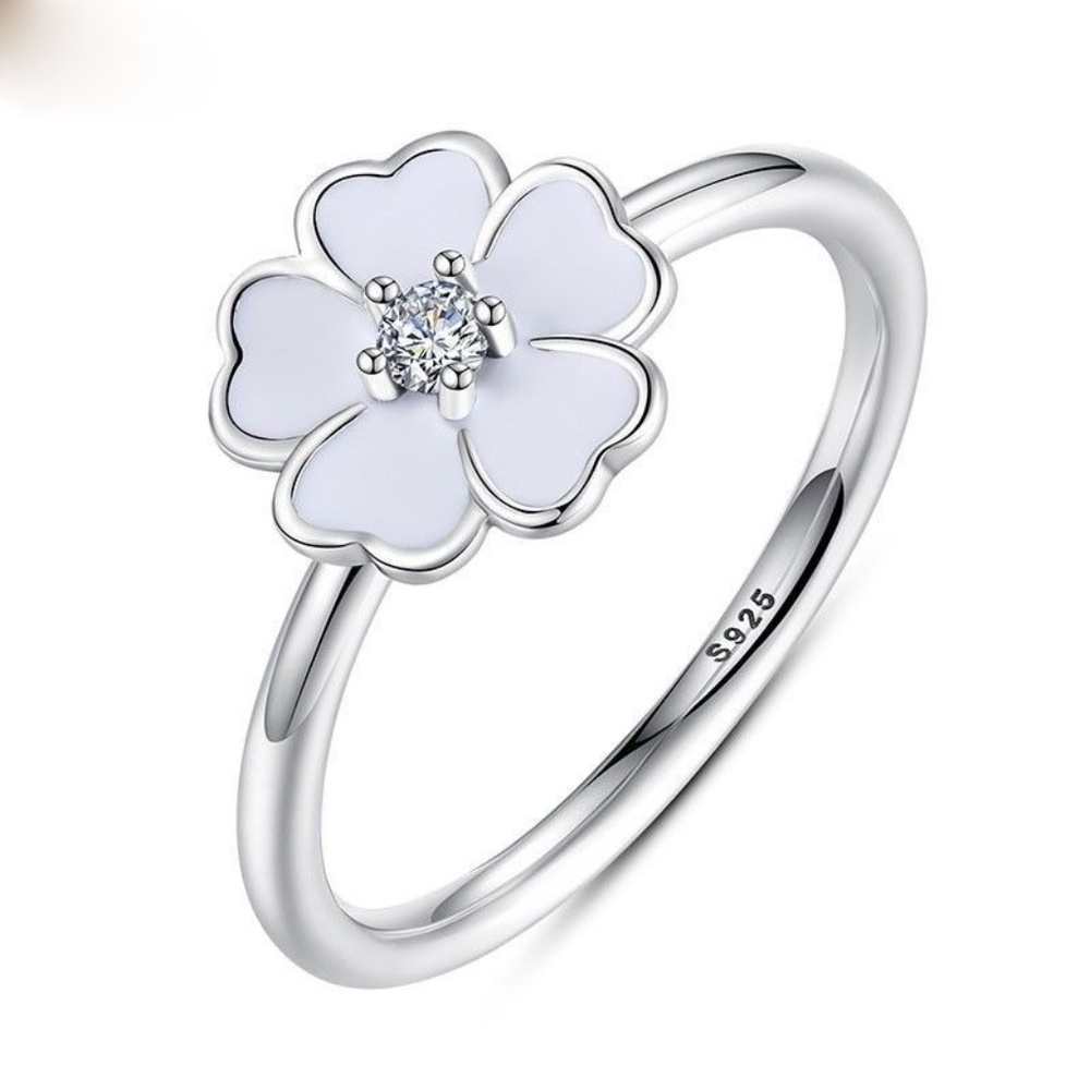 925 Silver Ring White Pearl Women Men